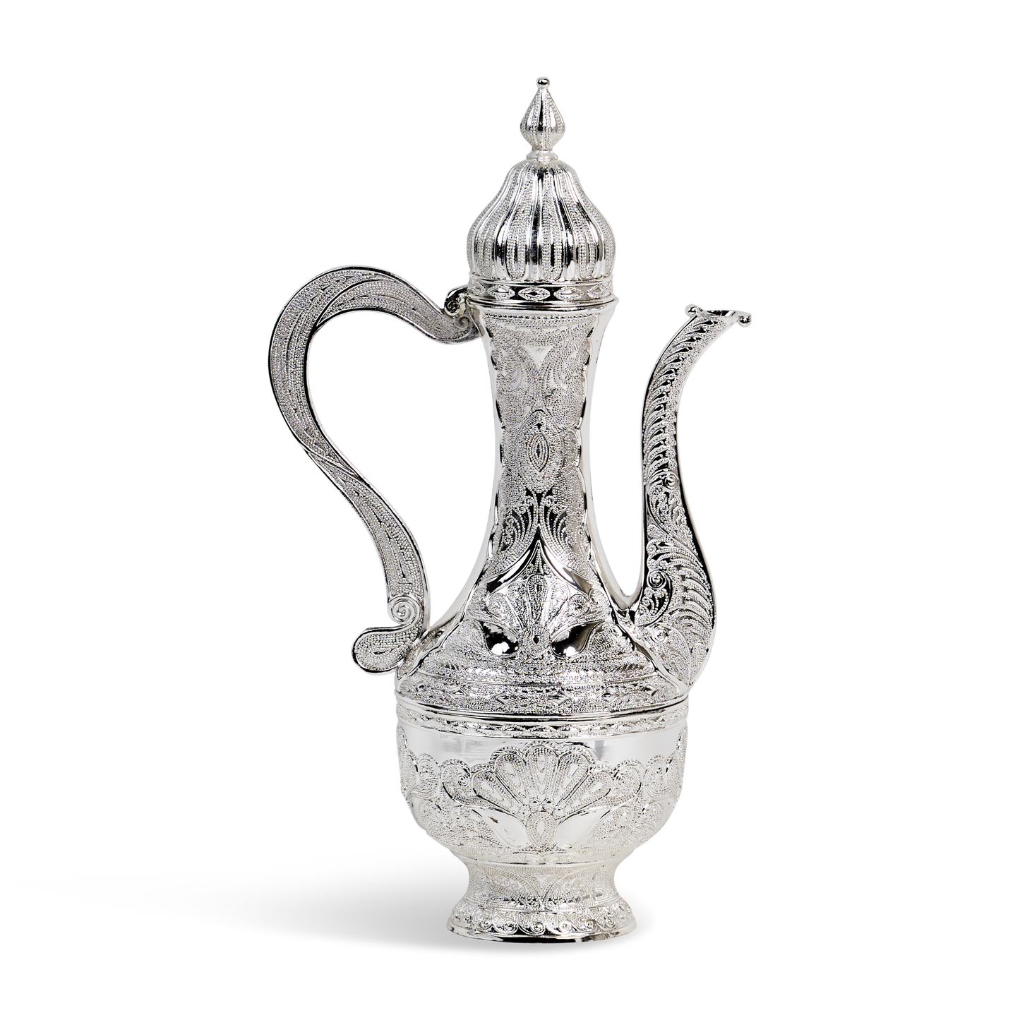 Chanukah Kriegel with cover / Oil Bottle Silver Plated Filigree 10.5"