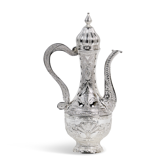 Chanukah Kriegel with cover / Oil Bottle Silver Plated Filigree 10.5"