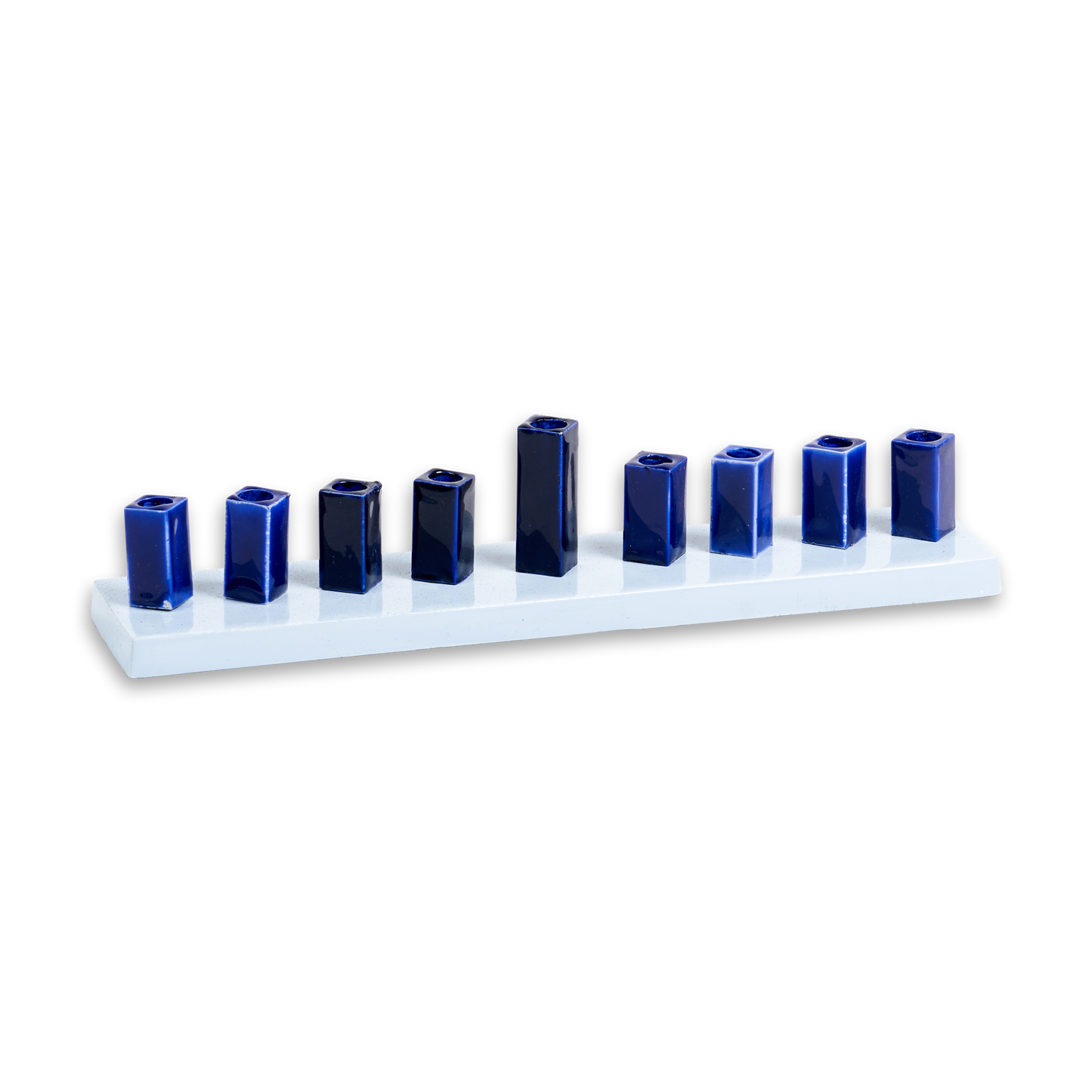 Strip Menorah Enamel Finish Purple And Navy 9/14 x 2 x 2"