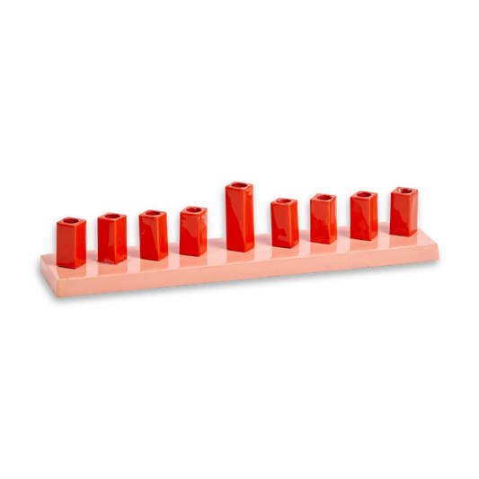 Strip Menorah Enamel Finish Orange 9/14 x 2 x 2"