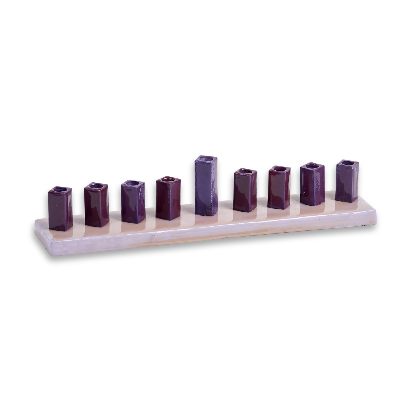 Strip Menorah Enamel Finish Purple 9/14 x 2 x 2"