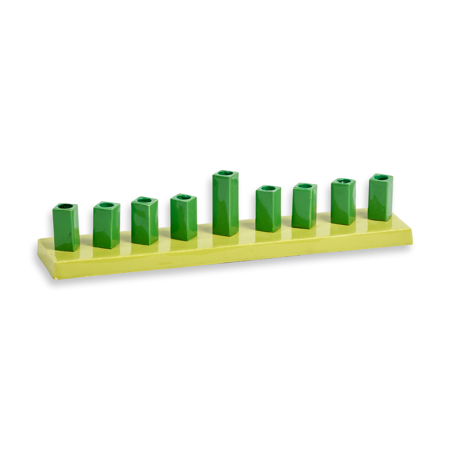 Strip Menorah Enamel Finish Green 9/14 x 2 x 2"