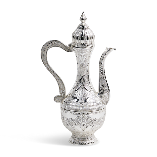 Chanukah Kriegel /Oil Bottle Silver Plated With Cover Filigree 8.5"