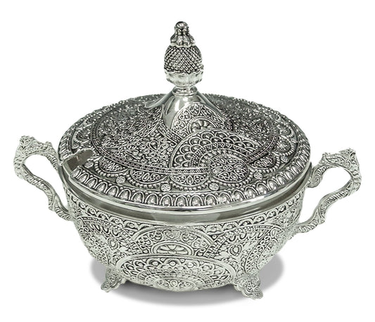 Dish Silver Plated Filigree With Spoon