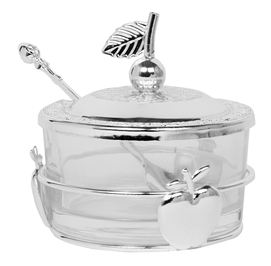 Honey Dish With Apple Shapes Silver