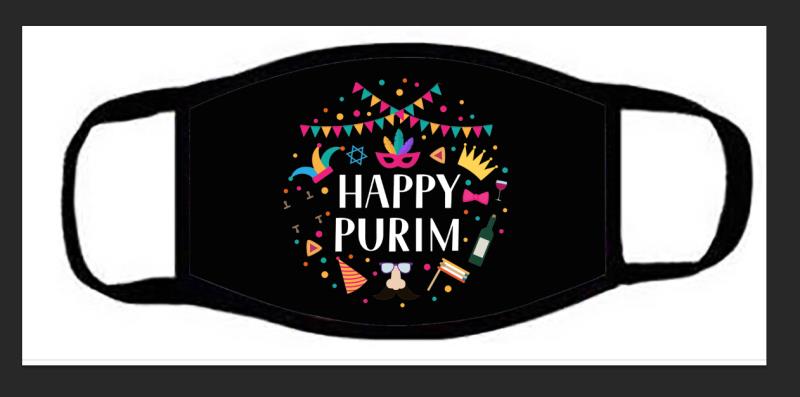 Purim Face Mask Black Happy Purim59355
