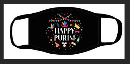 Purim Face Mask Black Happy Purim59355