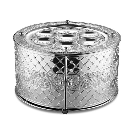3 tier Silver Plated Seder plate Large 15.75 "W X 7.85" H