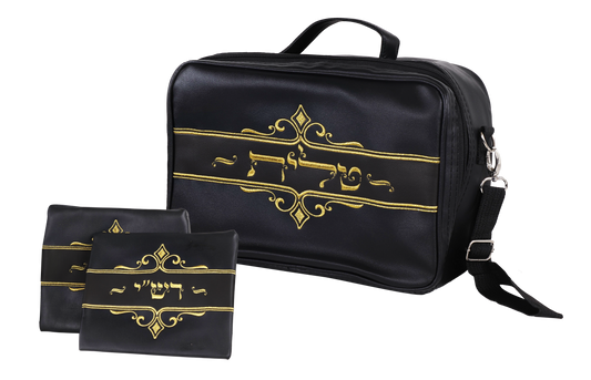 All Black Travel Tallit Bag With Rashi-R"T Bags