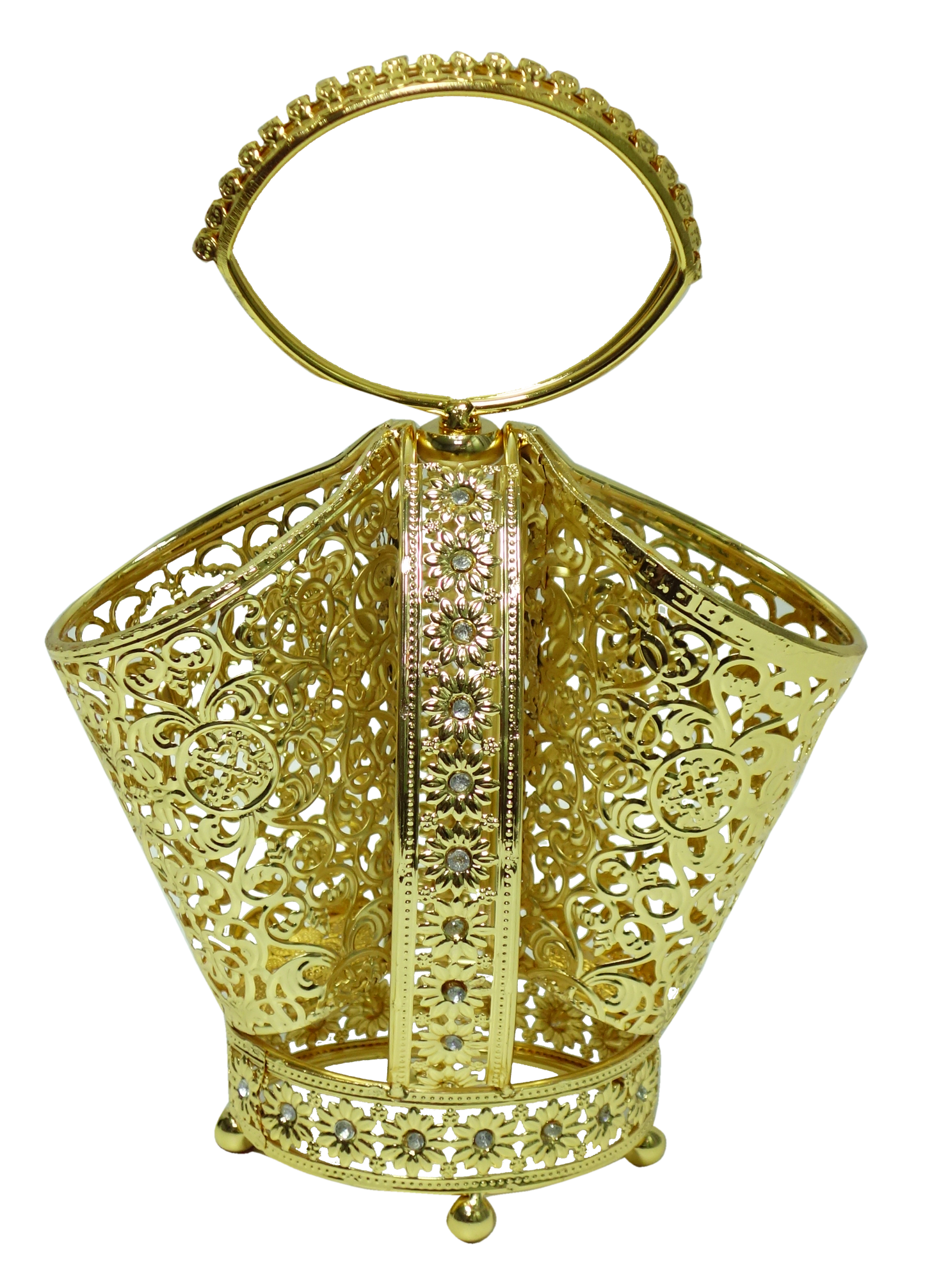 Cutlery Holder 2 Section Gold With Diamonds 10x8"