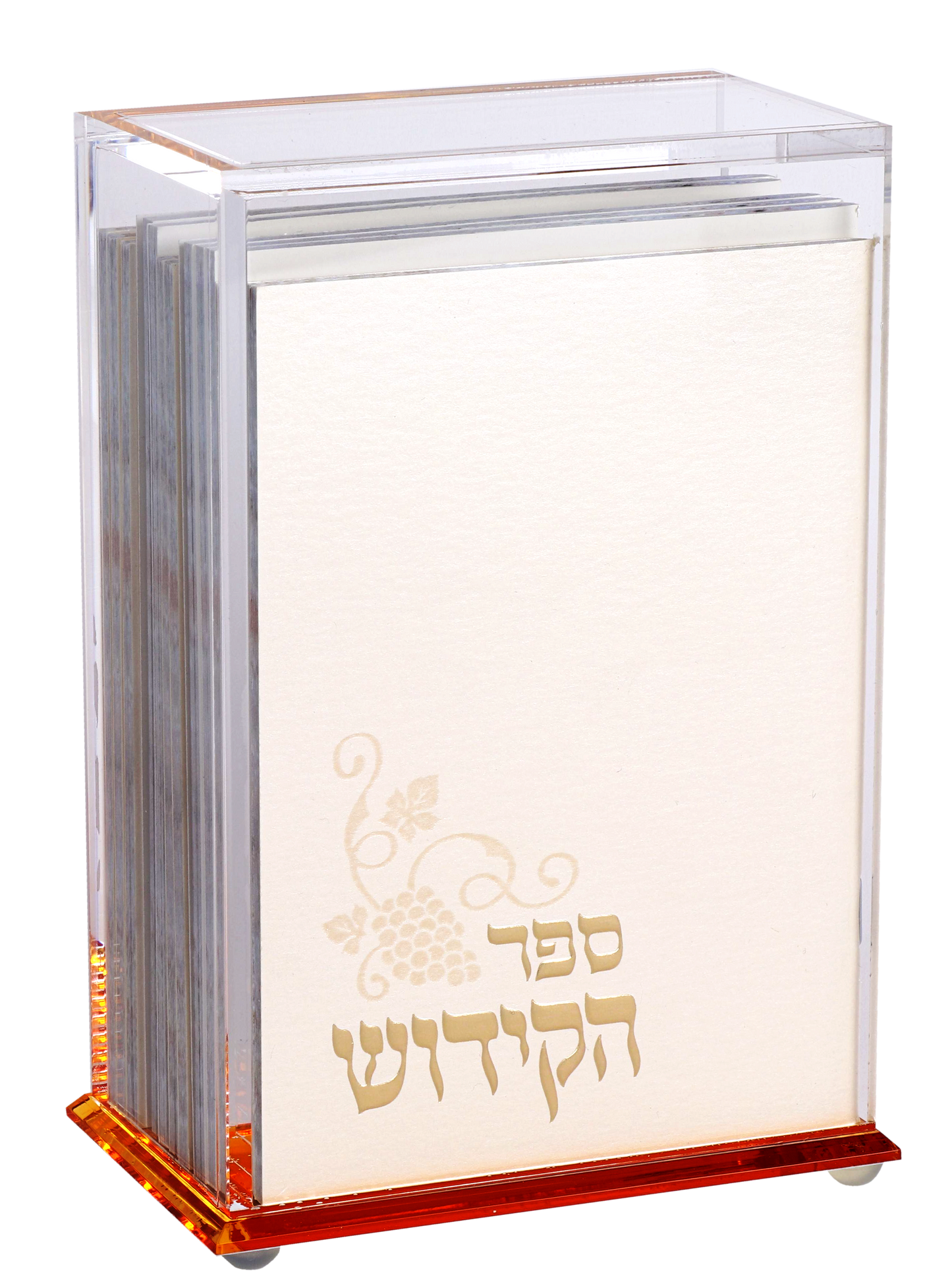 Acrylic Zemiros Holder With 6 Zemiros EDUT MIZRACH 5x7.5x3.5"