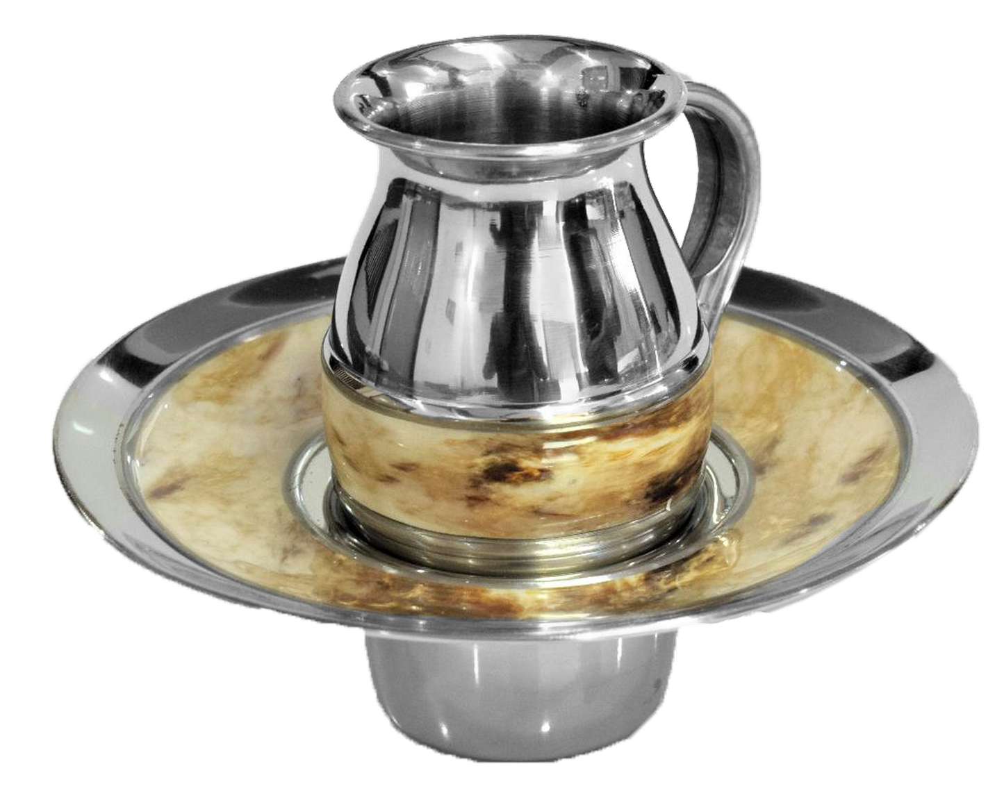 Stainless Steel Mayim Achronim With Beige Marble Design