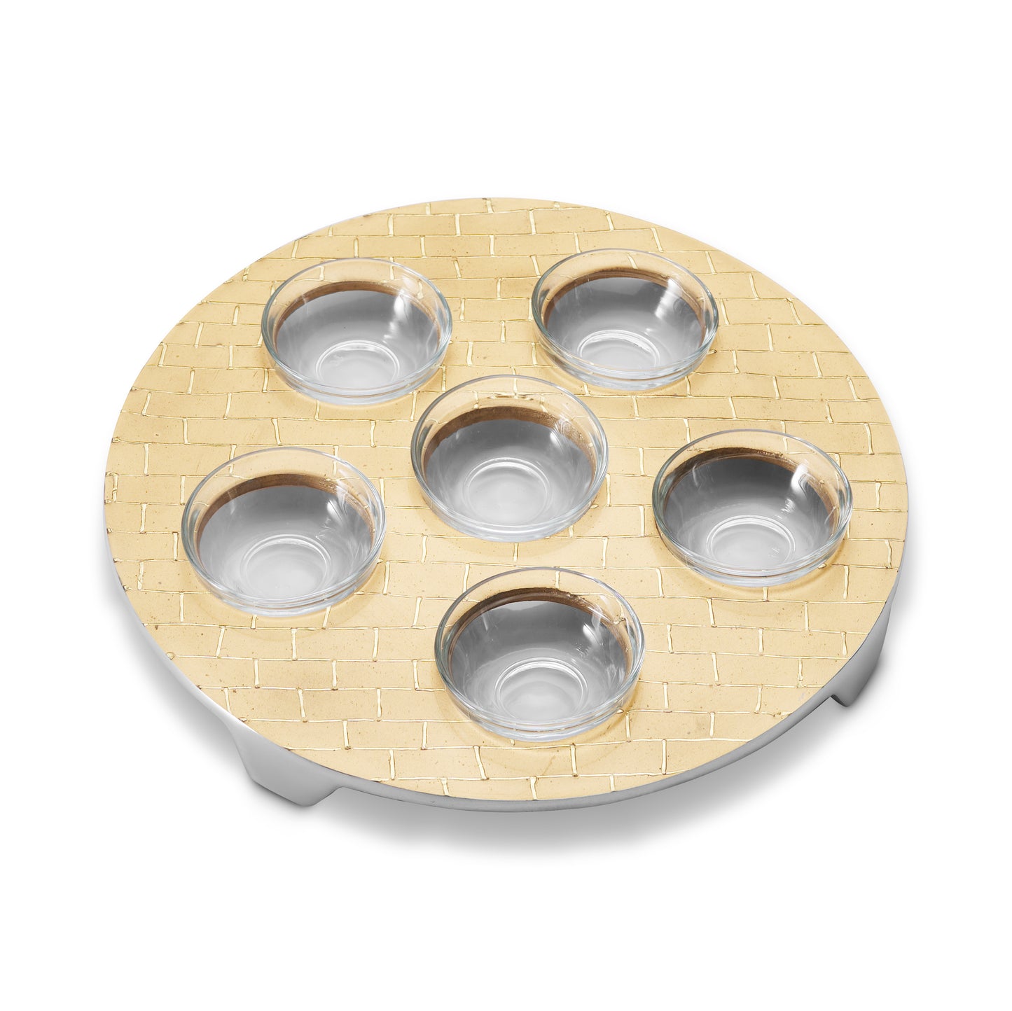 Seder Plate - Gold Brick Design - Stainless Steel