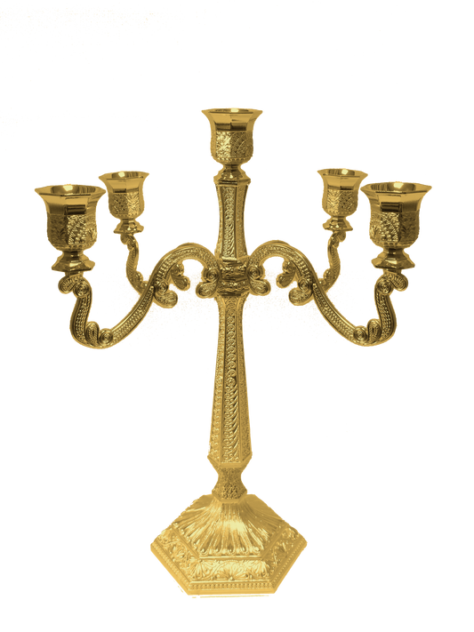 Gold Filigree Candelabra 5 Light 16"