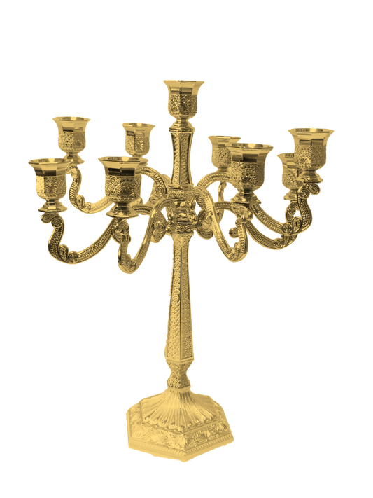 Gold Filigree Candelabra 9 Light 17"