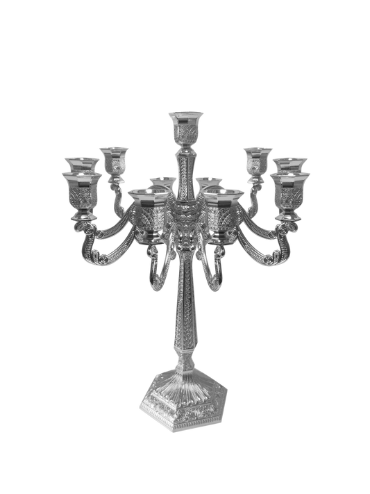 Silver Plated Filigree Candelabra 11 Light 18"