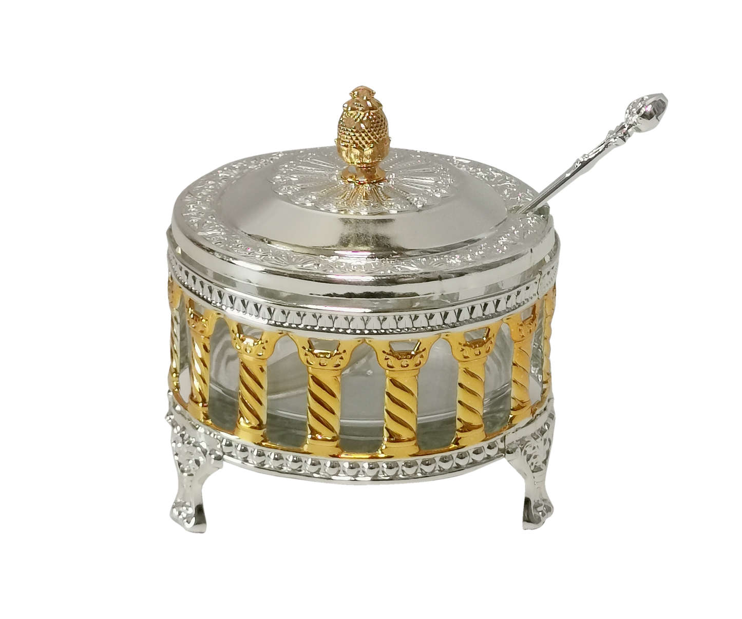 Silver and Gold plated Honey dish Royal palace design