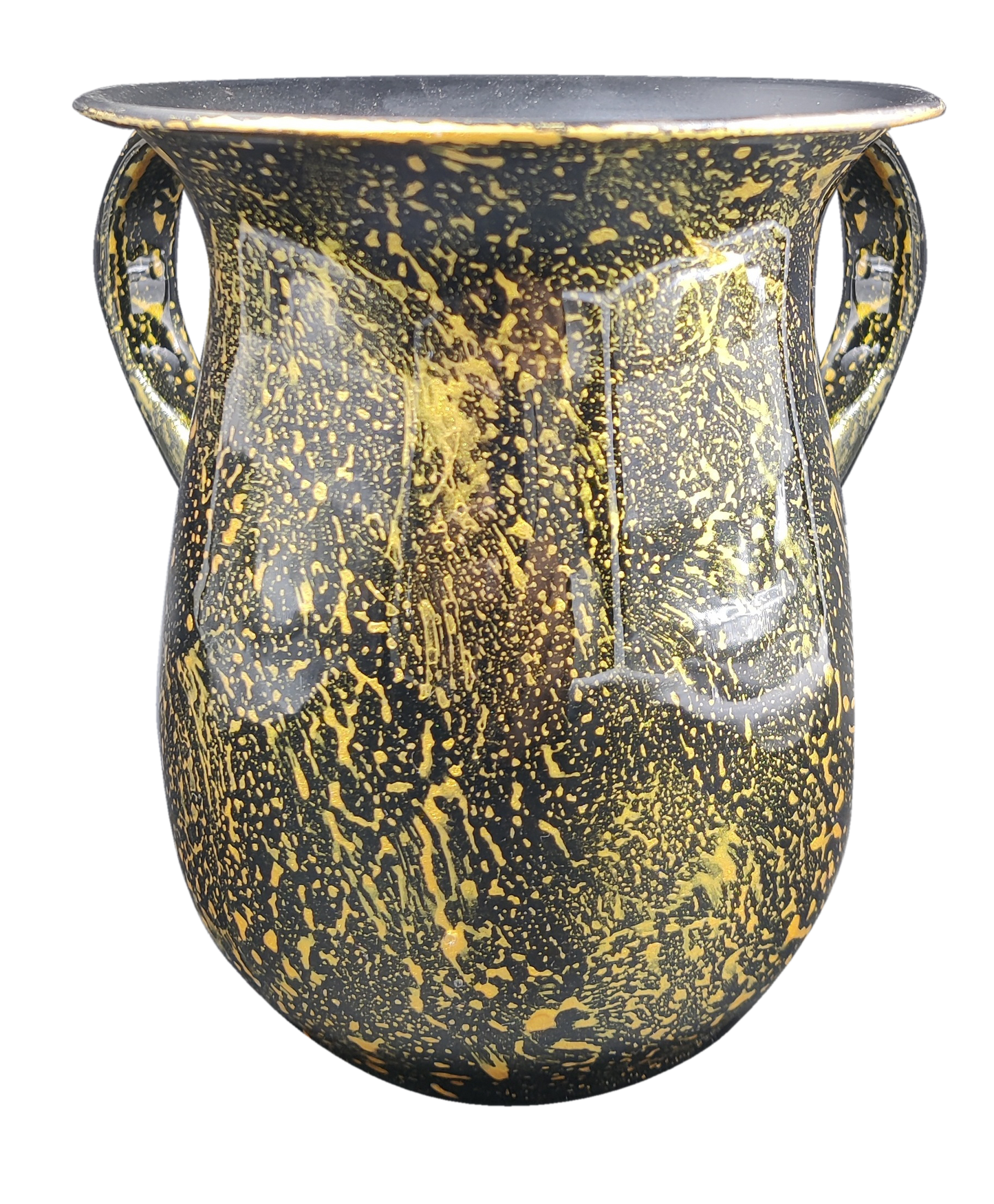 Stainless washing cup Yellow & Black Splashes