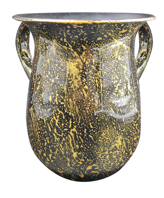 Stainless washing cup Yellow & Black Splashes