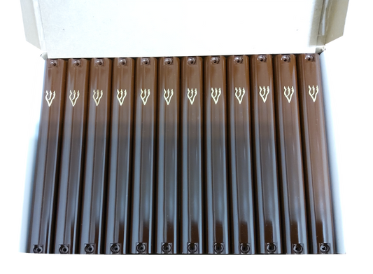 Case Of 24 Brown Plastic Mezuzah Covers-Gold 'Shin 12 Cm