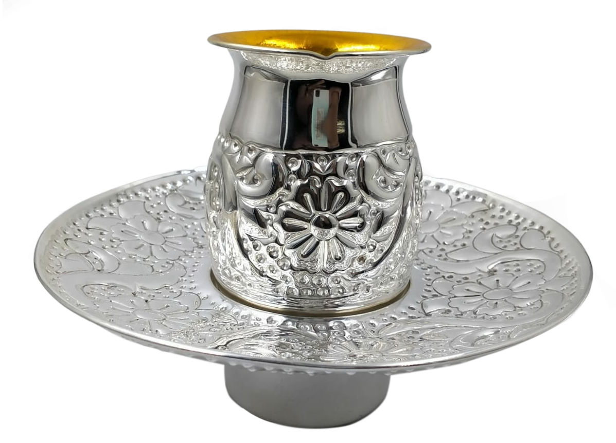 Silver Mayim Achronim cup 4.5"x3" bowl 9"x 3"