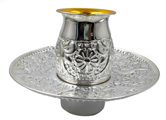 Silver Mayim Achronim cup 4.5"x3" bowl 9"x 3"