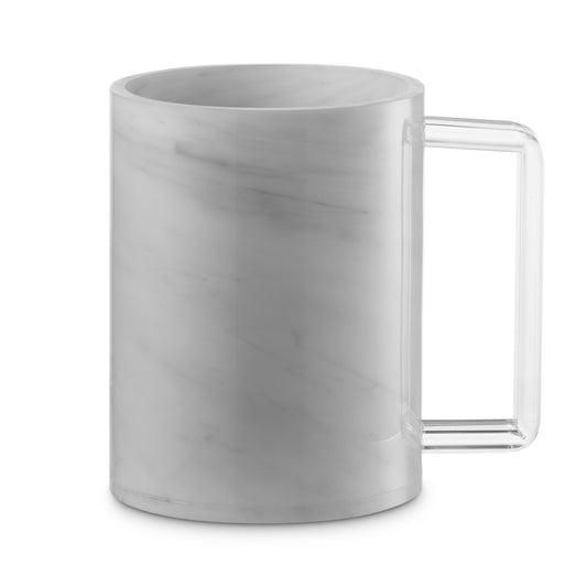 White Marble  Acrylic Wash cup with Clear Handles