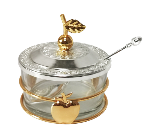 Honey Dish With Apple Shapes Gold & Silver