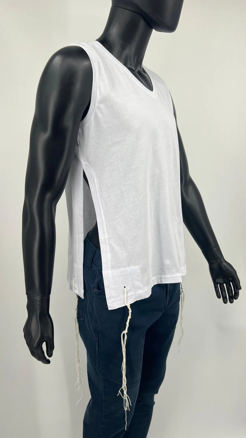 Adult Cotton Tzitzit T‑Shirt Vest | Ashkenazi, Sephardi & Chabad Options