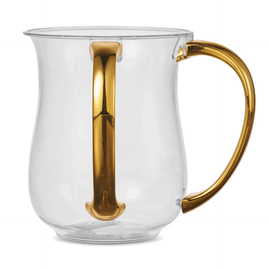 Acrylic Wash Cup With Gold metallic Handles 5"
