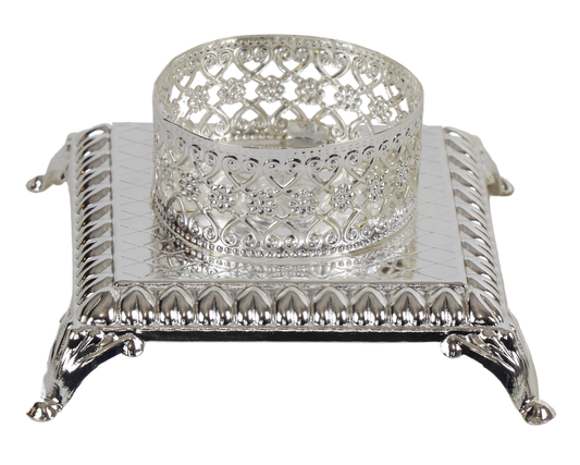 Silver Plated Tealight Candle Holder - Floral Design