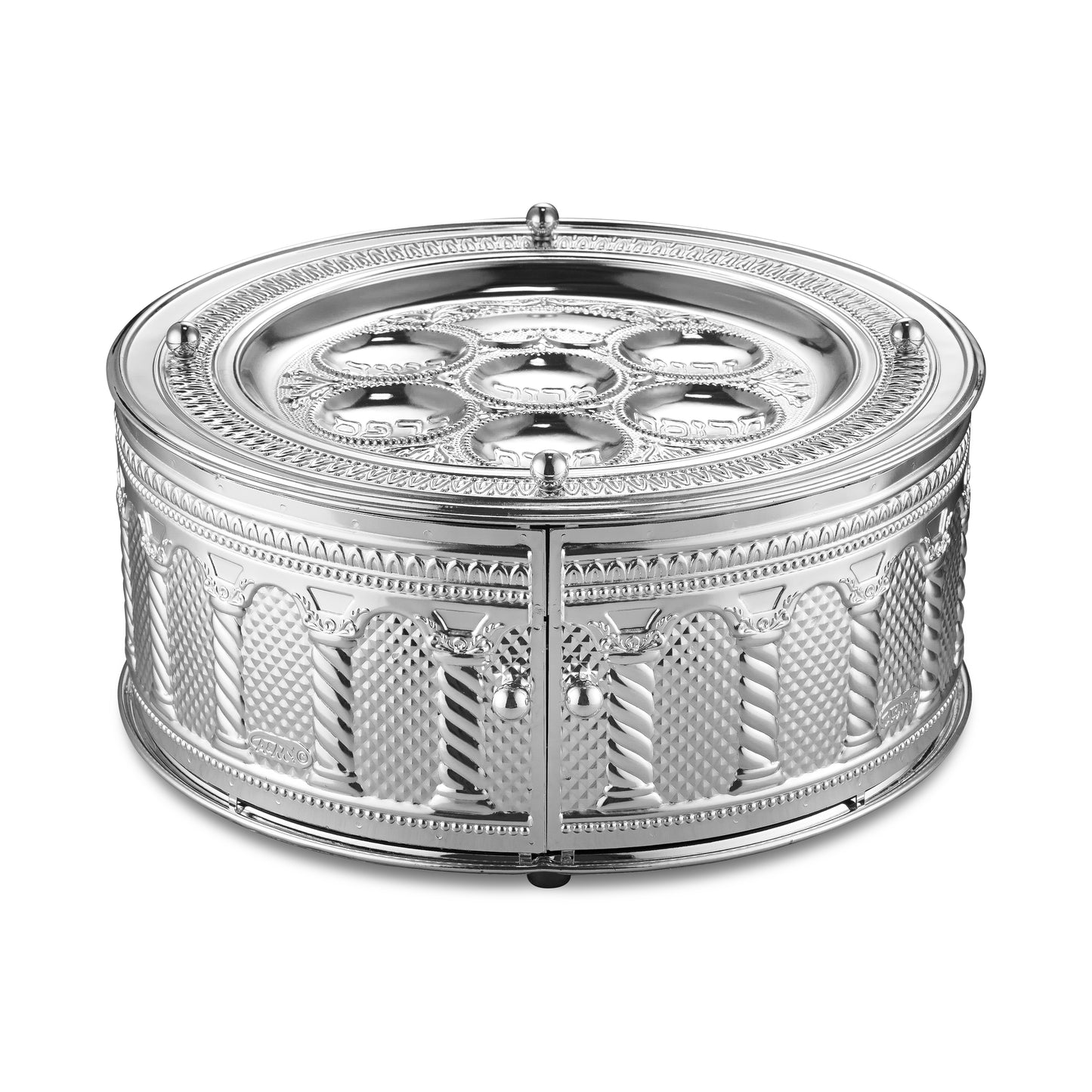 Seder Plate 3 Tier Silver Plated Royal Palace Design 6"H X 15" W