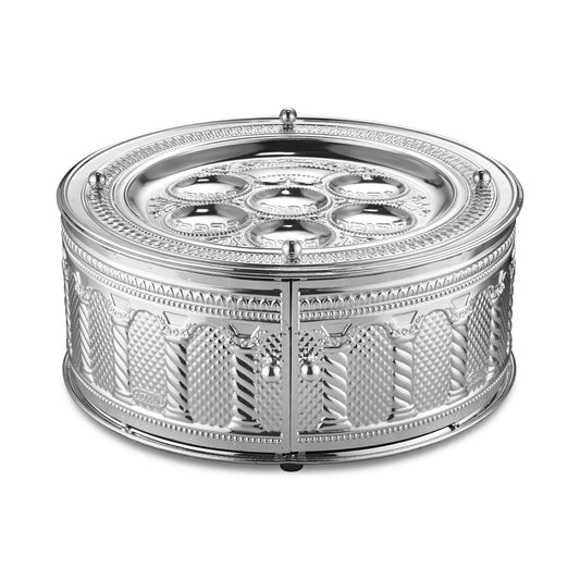Seder Plate 3 Tier Silver Plated Royal Palace Design 6"H X 15" W