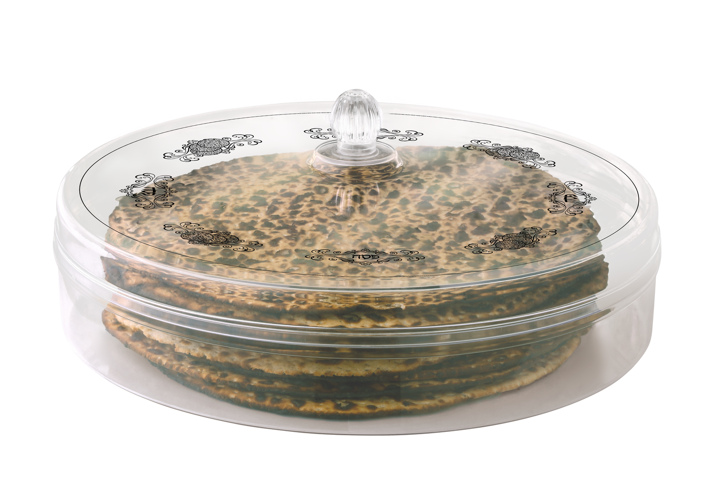Matzah Holder Lucite Large Designed Cover 14" W X 6H" ( 5 P C)
