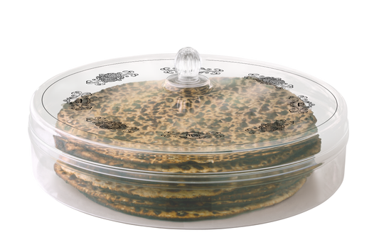 Matzah Holder Lucite Large Designed Cover 14" W X 6H" ( 5 P C)