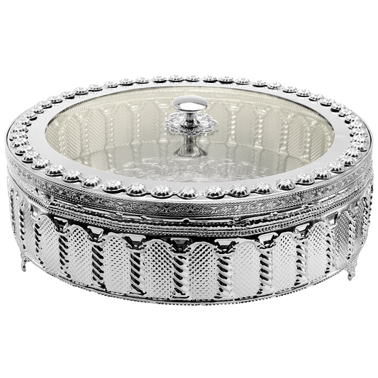 Matzah Holder New Palace Design Silver Plated With Lucite cover 13 w X4.5 H "