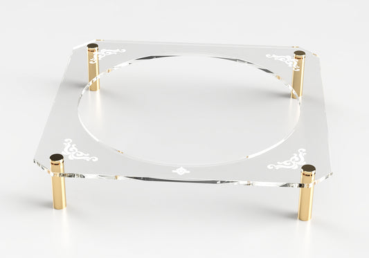 Acrylic Seder Plate Stand Gold Standoffs Engraved 16X16" X3"