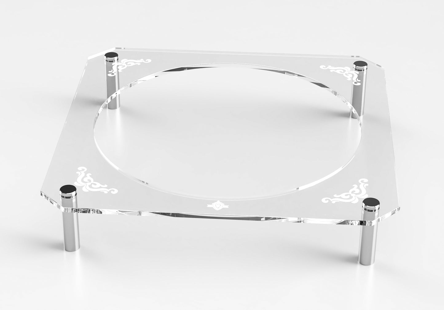 Acrylic Seder Plate Stand Silver Standoffs Engraved 16X16" X3"