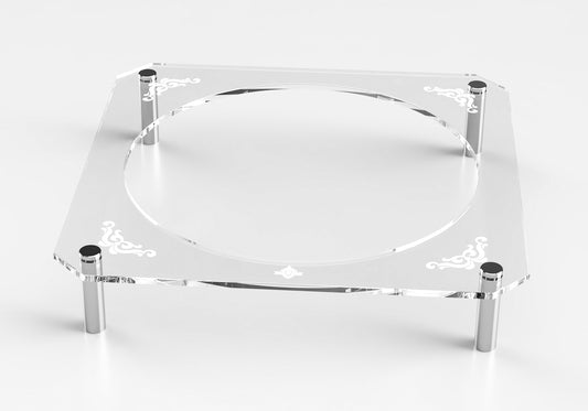 Acrylic Seder Plate Stand Silver Standoffs Engraved 16X16" X3"