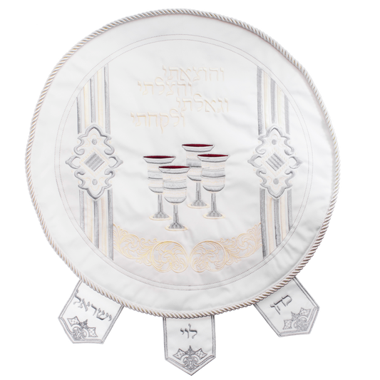 Round Matzah Cover 3 Pockets 17.5" With Hard Plastic