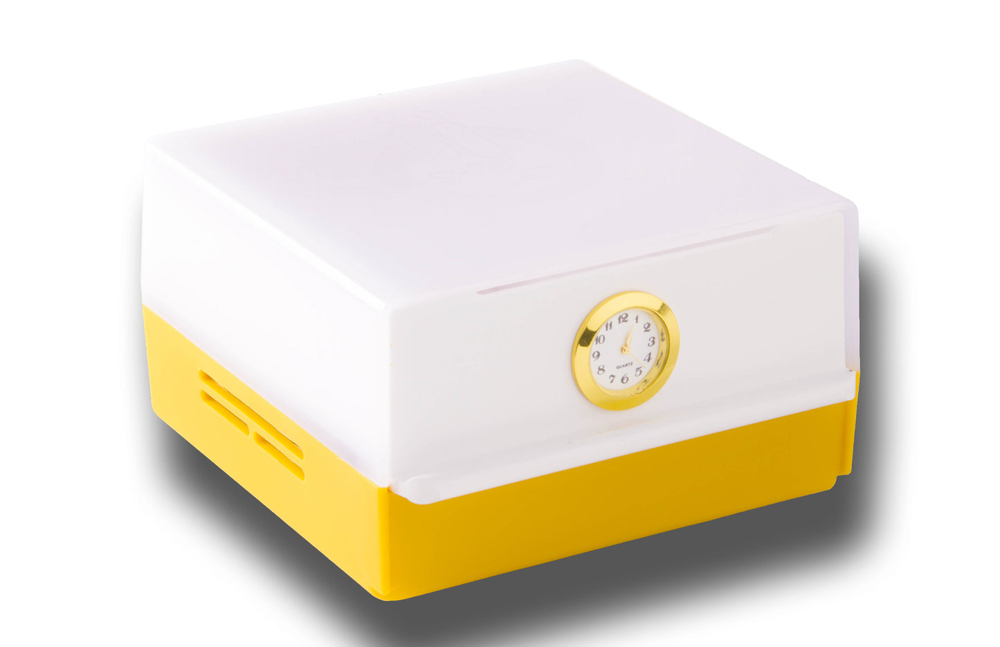 Shabled Shabbos lamp Led, Nugget Gold/White body, gold clock,