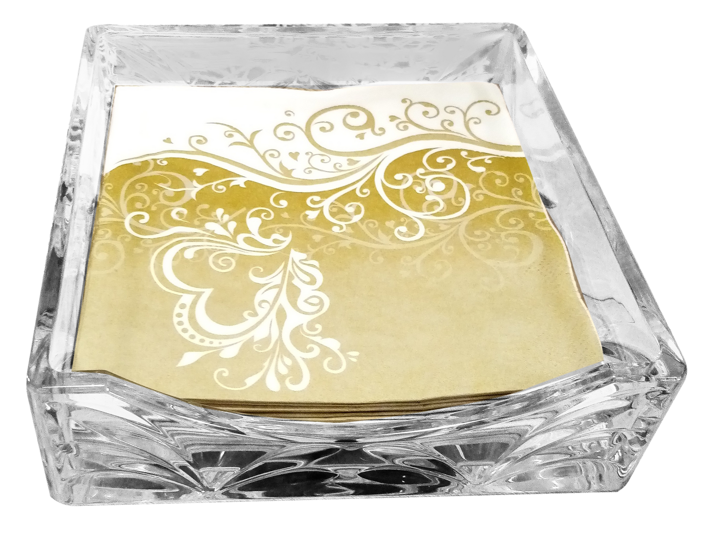 Flat Napkin Holder Crystal 7x7"