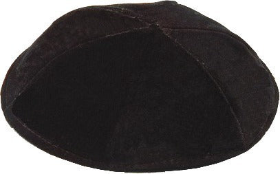 6 Part Black Yarmulke With Rim Israeli WASHABLE Size 8