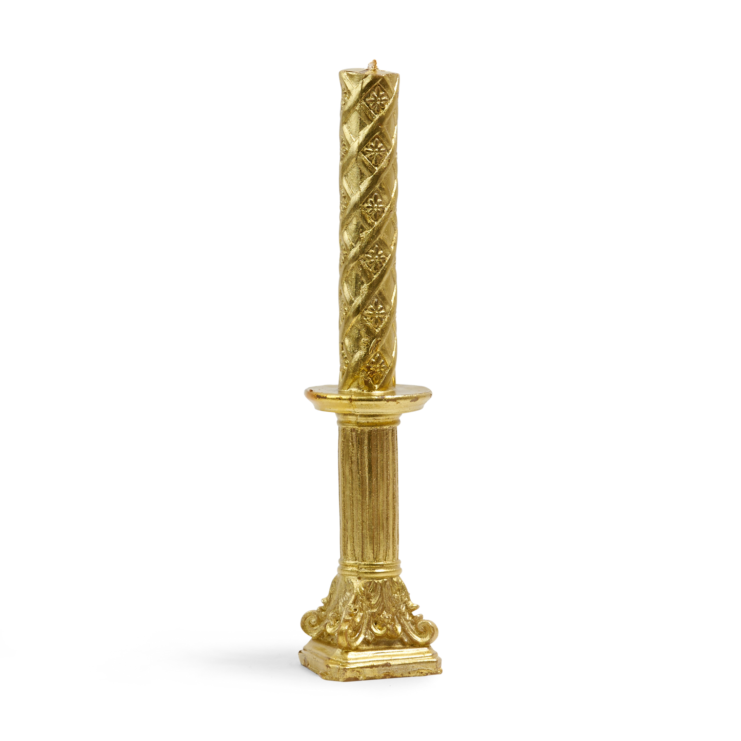 Decorative Havdalah Candle Amudei Shlomo Gold Candle On Gold Pole 2.5x2.5 x 11" h