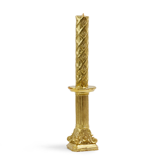 Decorative Havdalah Candle Amudei Shlomo Gold Candle On Gold Pole 2.5x2.5 x 11" h