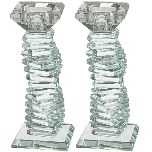 Pair of Crystal Elegant Gold Candlesticks 9 cm