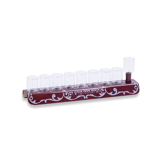 Aluminum Designed Strip Oil menorah With Glass Cups