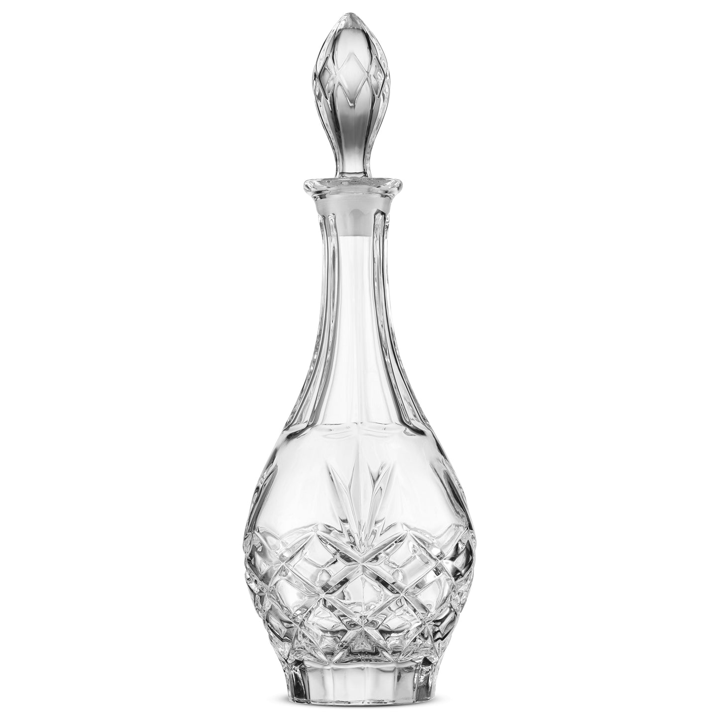 Crystal Cut Wine Decanter with Decorative Stopper