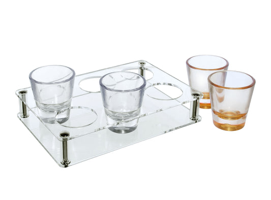 Acrylic stand with 6 Gold liqueur cups