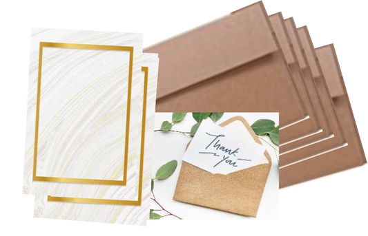 5 Thank You Cards & Envelopes 4"x6"
